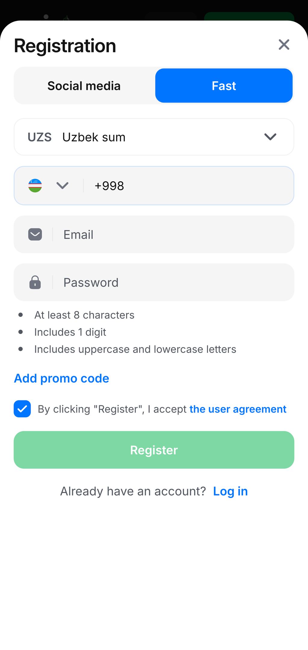Регистрация в 1win